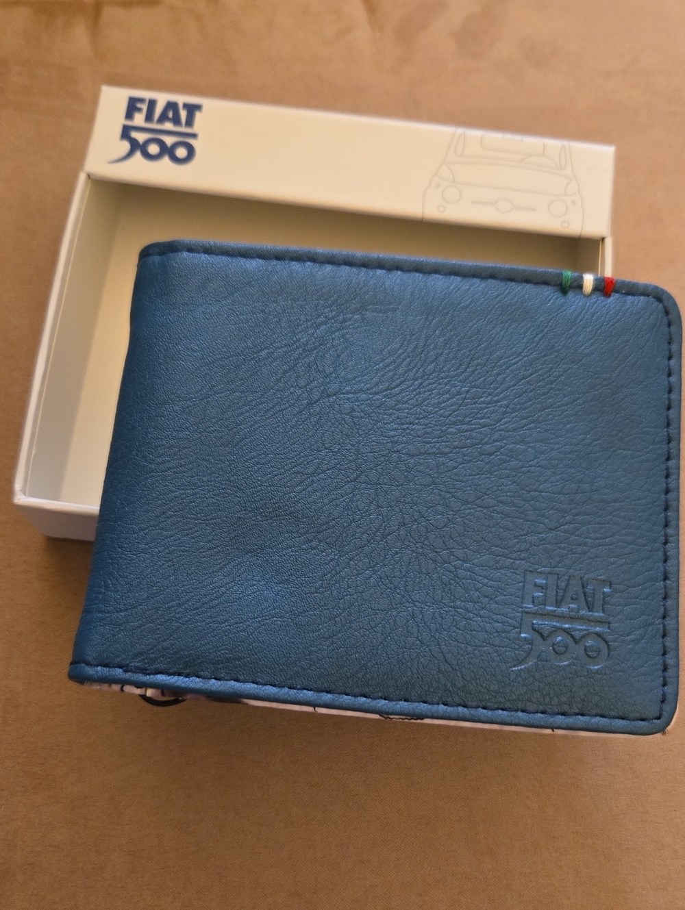 FIAT 500 Leather Wallet in Teal Blue